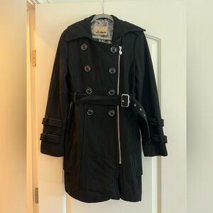 Guess Women's Wool Black Double-Breasted Pea Coat - Size Small